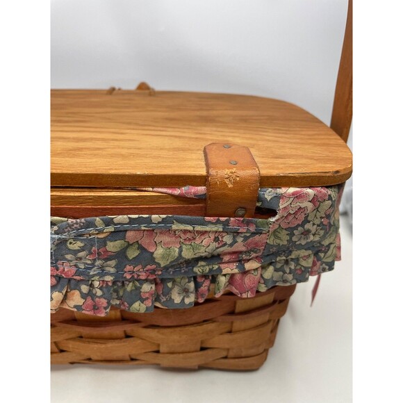 Longaberger 1991 Mothers Day LID Purse Basket / Floral Fabric Liner (Retired) - Picture 5 of 13